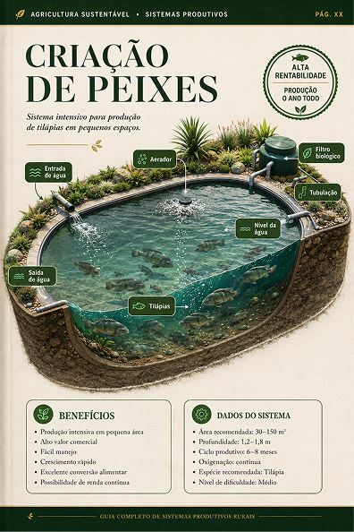 Sistema de criação de peixes — produção intensiva de tilápias