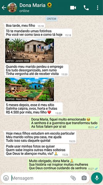 Depoimento de Dona Maria sobre os resultados do projeto